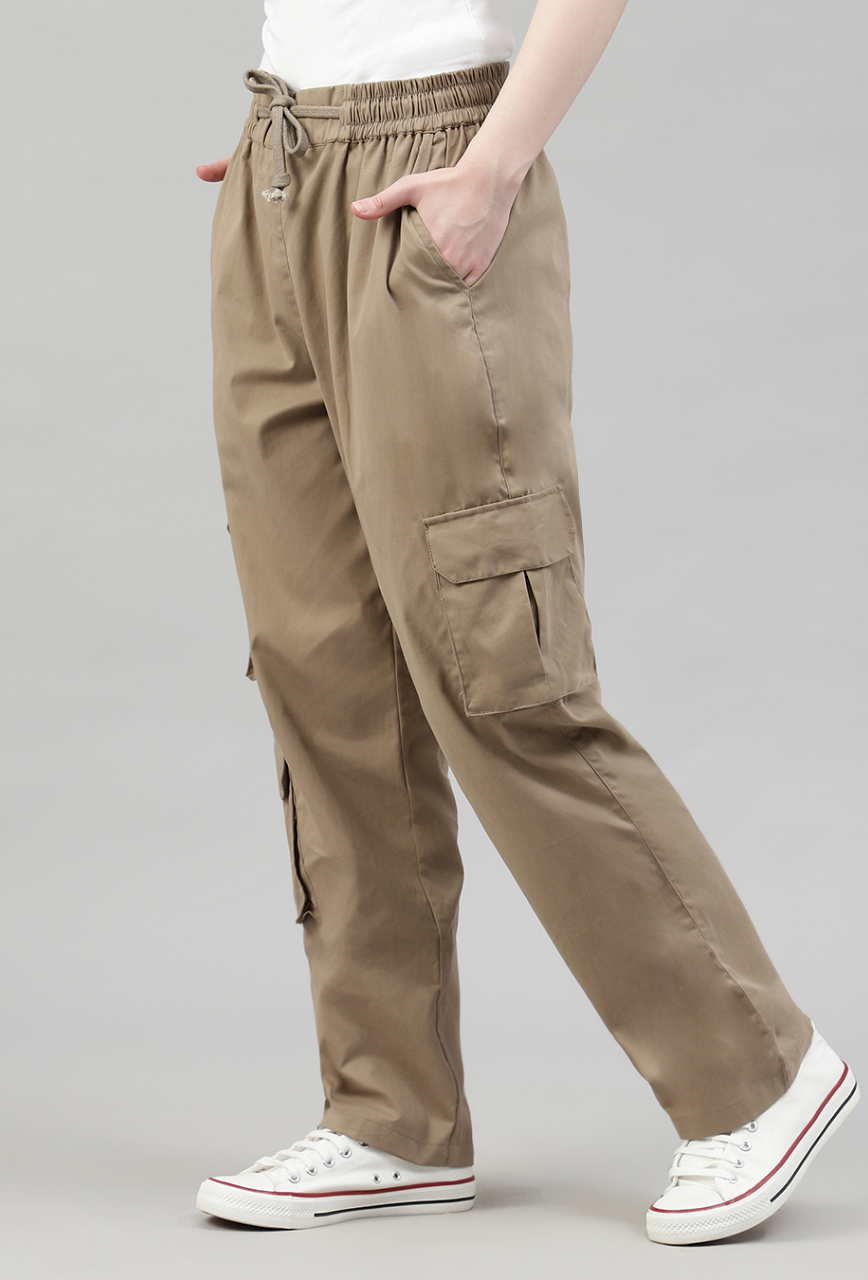 Latte Brown 3 Cargo Pocket Baggy Pant