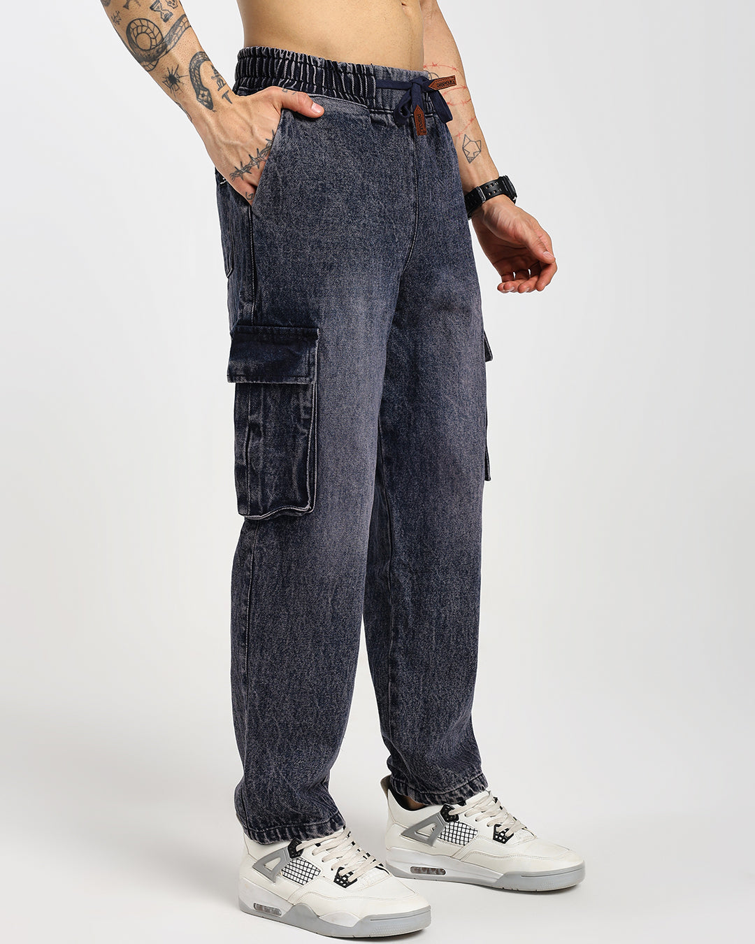 Stone Wash Charcoal Denim Cargos