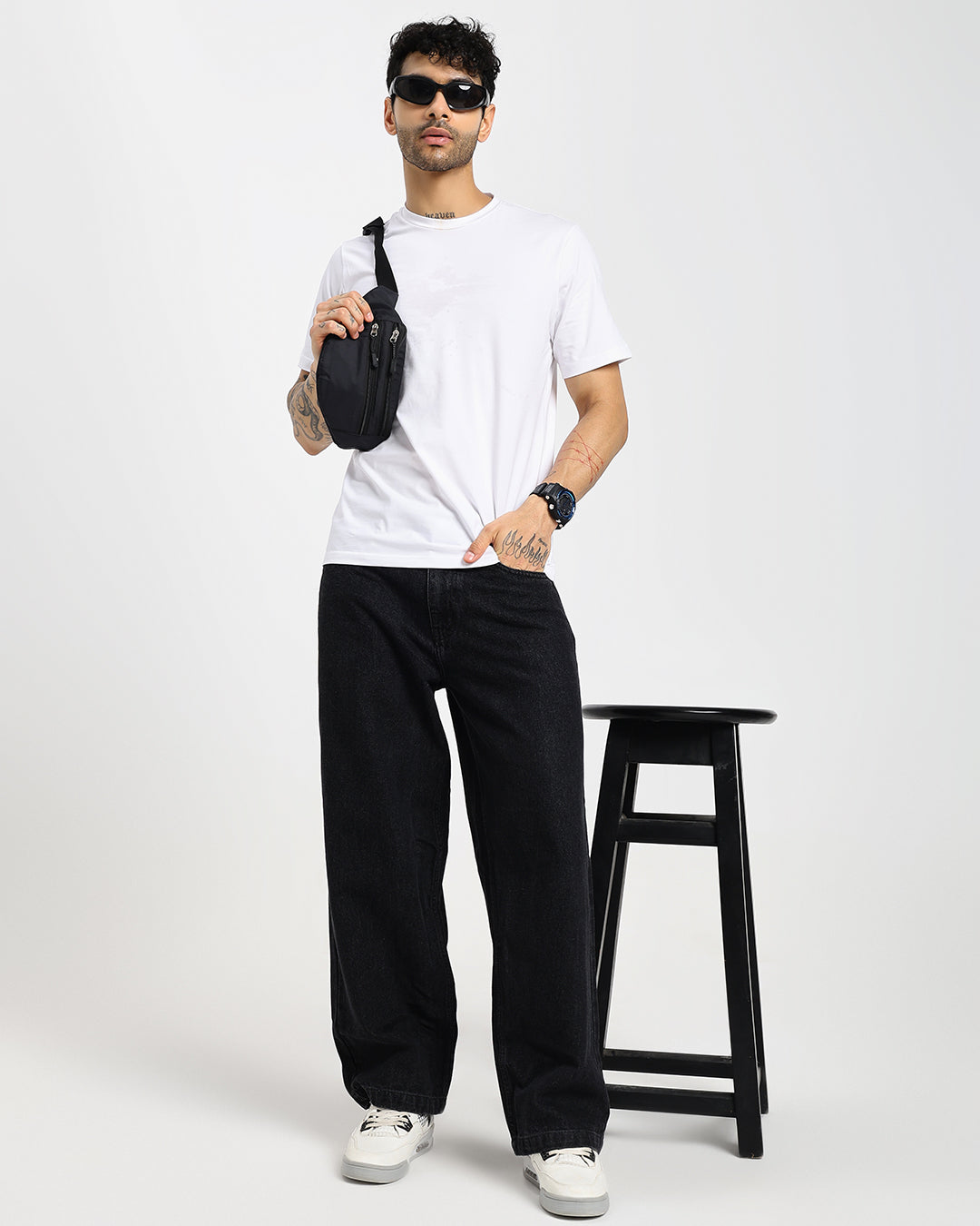 Straight Black Denim Pants