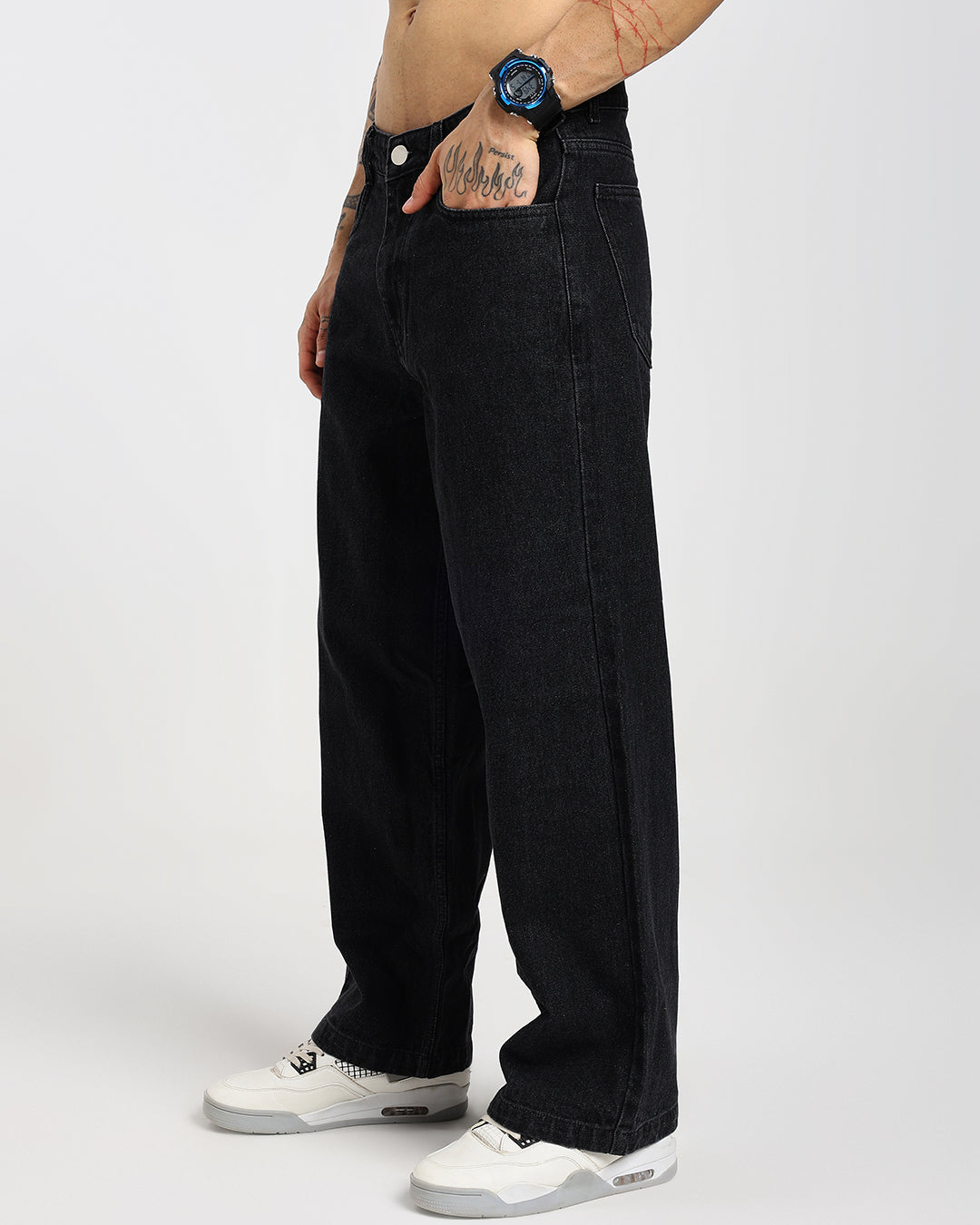 Straight Black Denim Pants