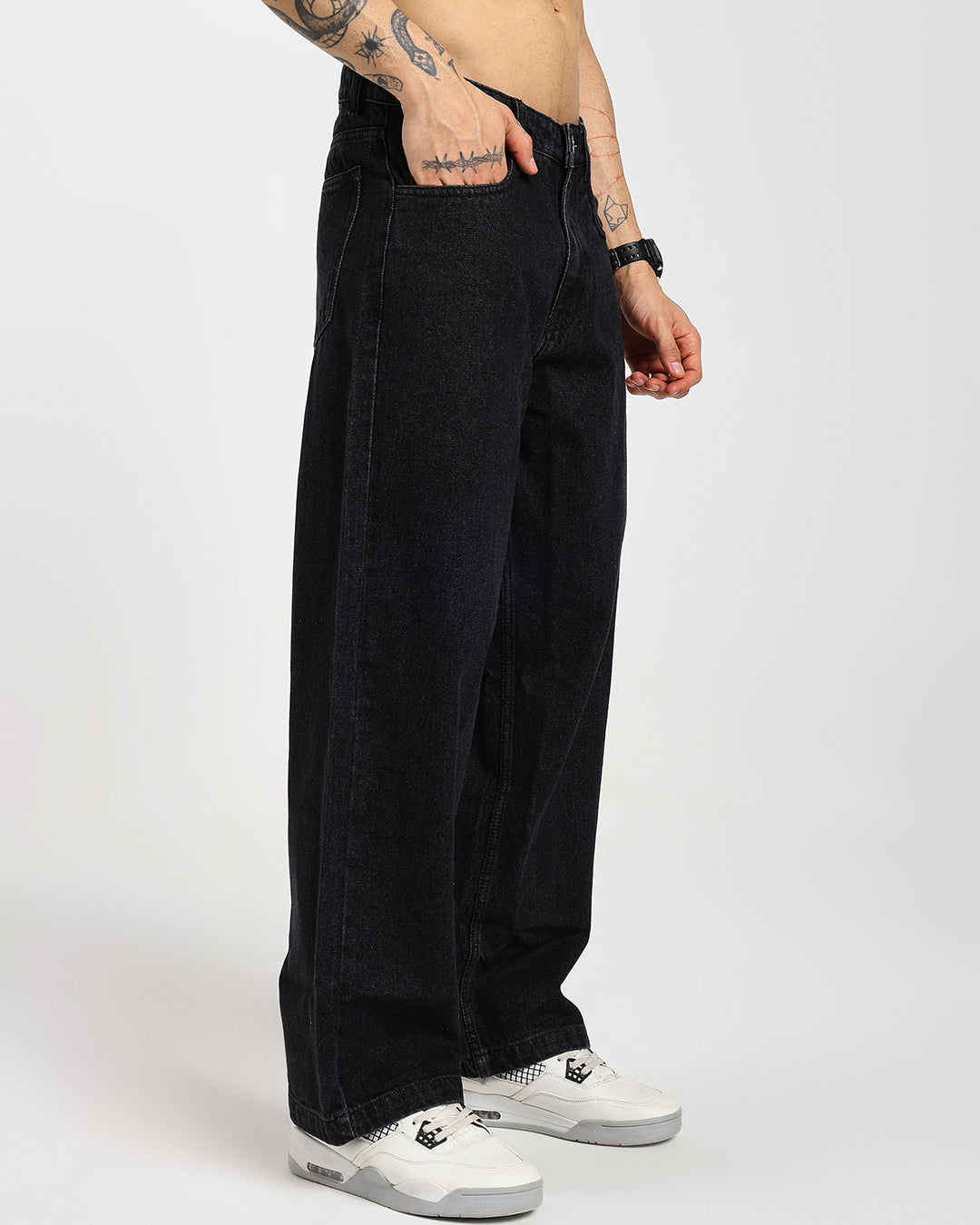 Straight Black Denim Pants