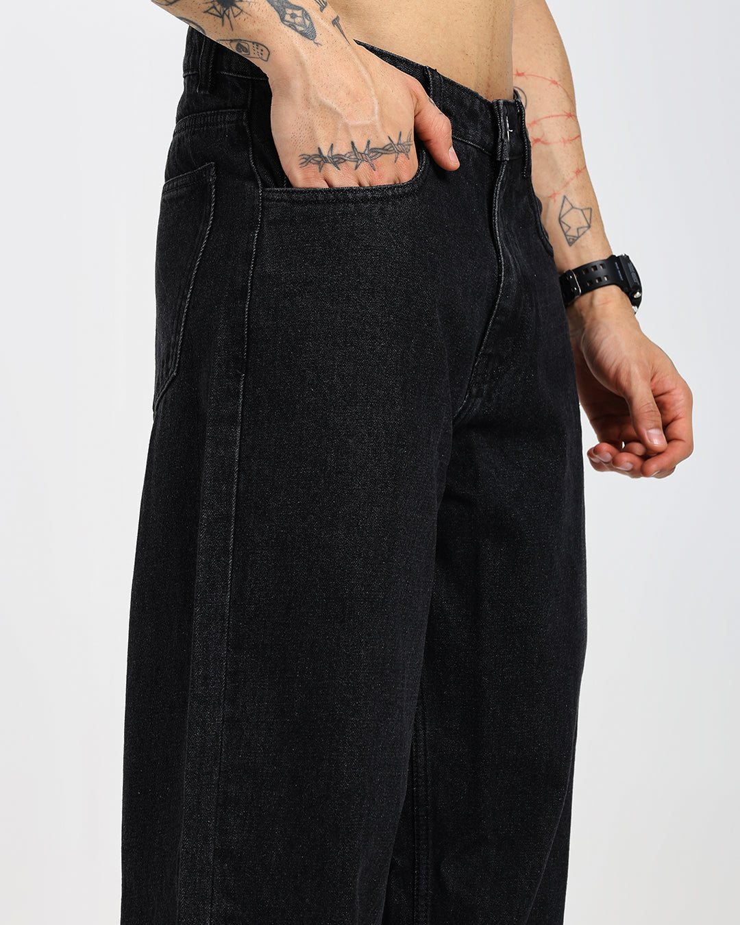 Straight Black Denim Pants