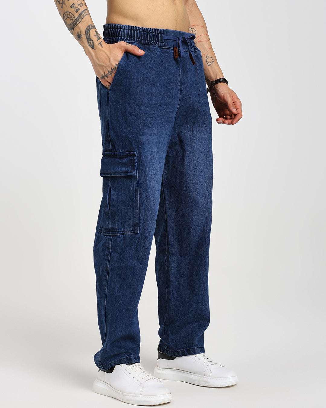 Acid Wash Straight Fit Blue Denims