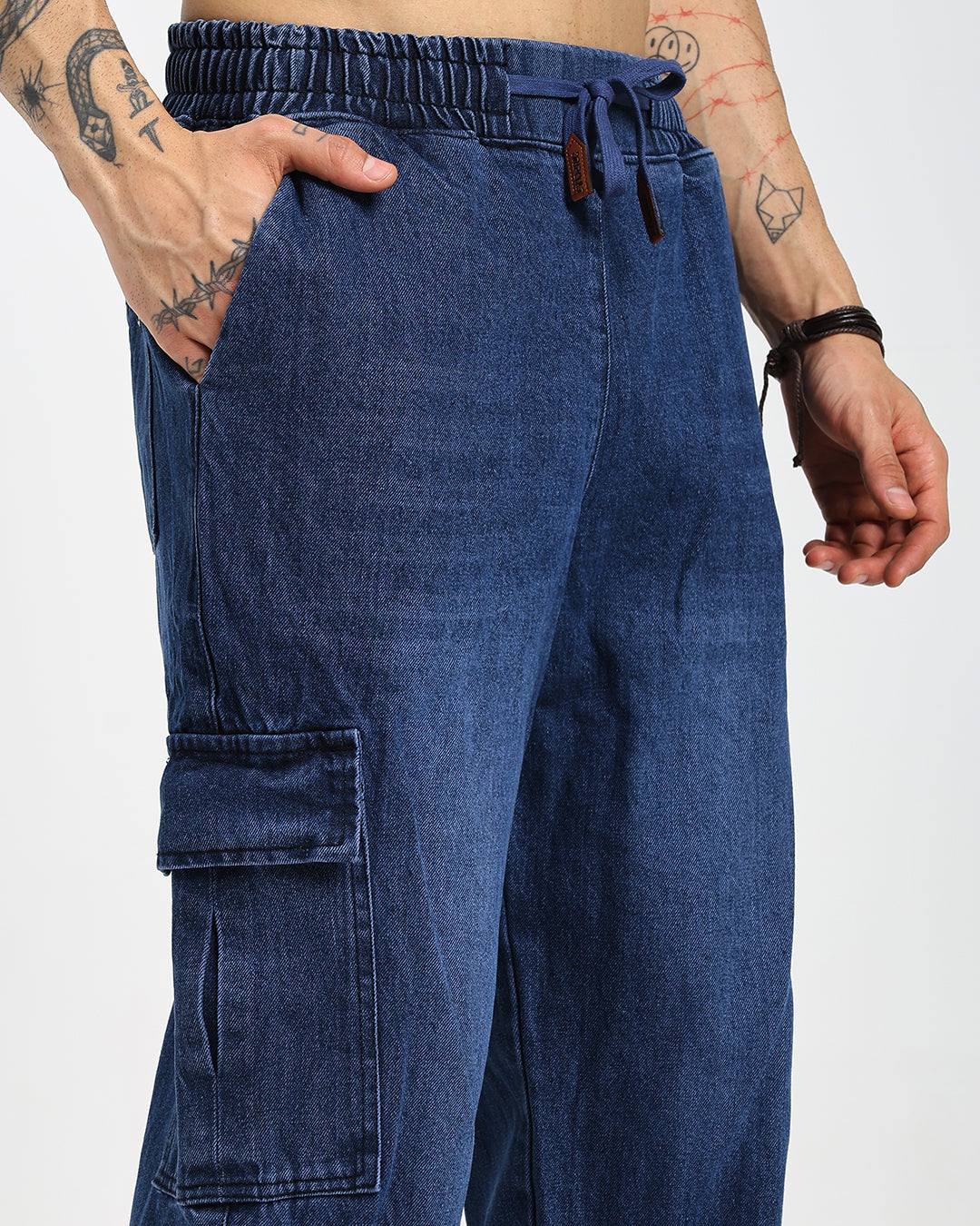 Acid Wash Straight Fit Blue Denims