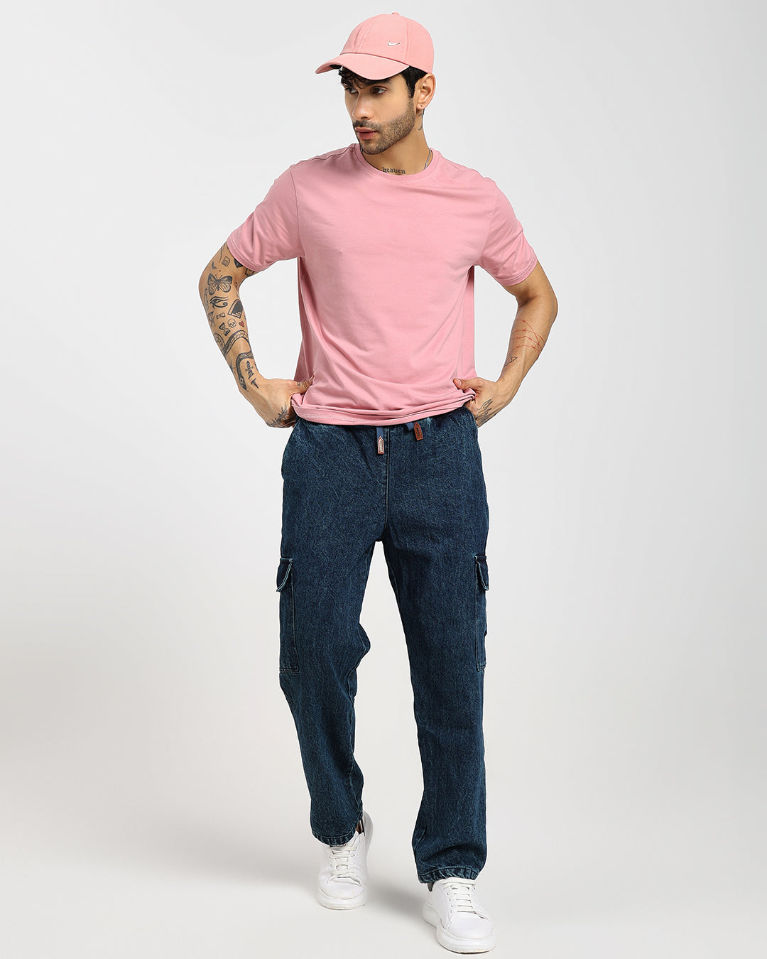 Acid Wash Straight Fit Dark Blue Denims