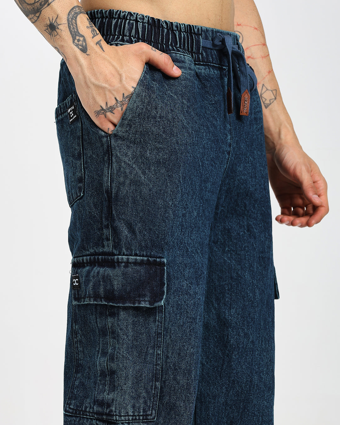 Acid Wash Straight Fit Dark Blue Denims