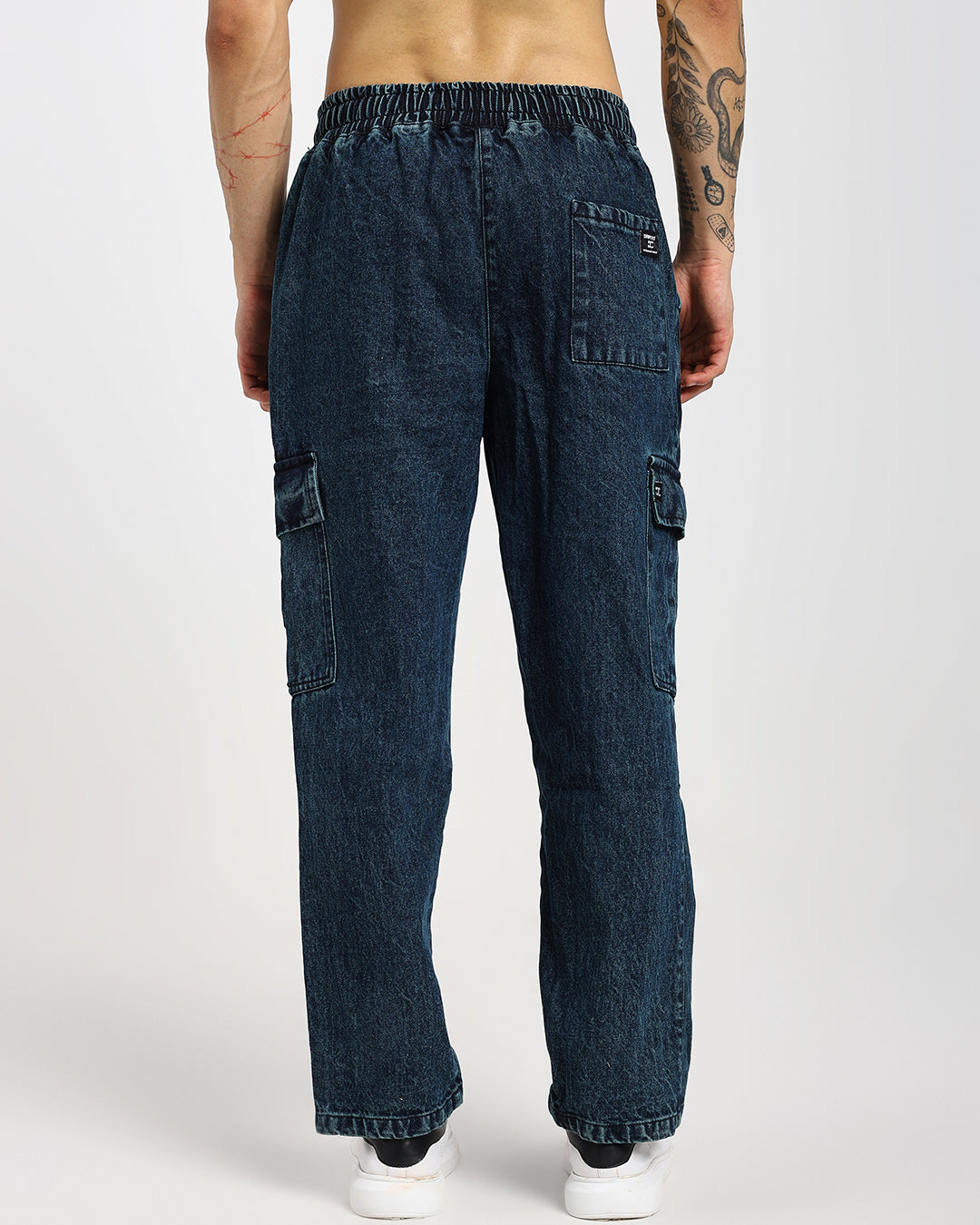 Acid Wash Straight Fit Dark Blue Denims