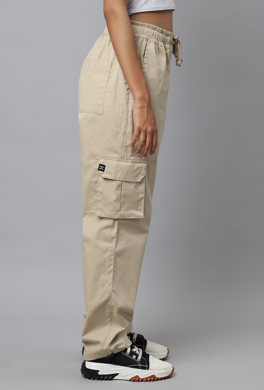 Sand Beige Cargo Parachute Pant