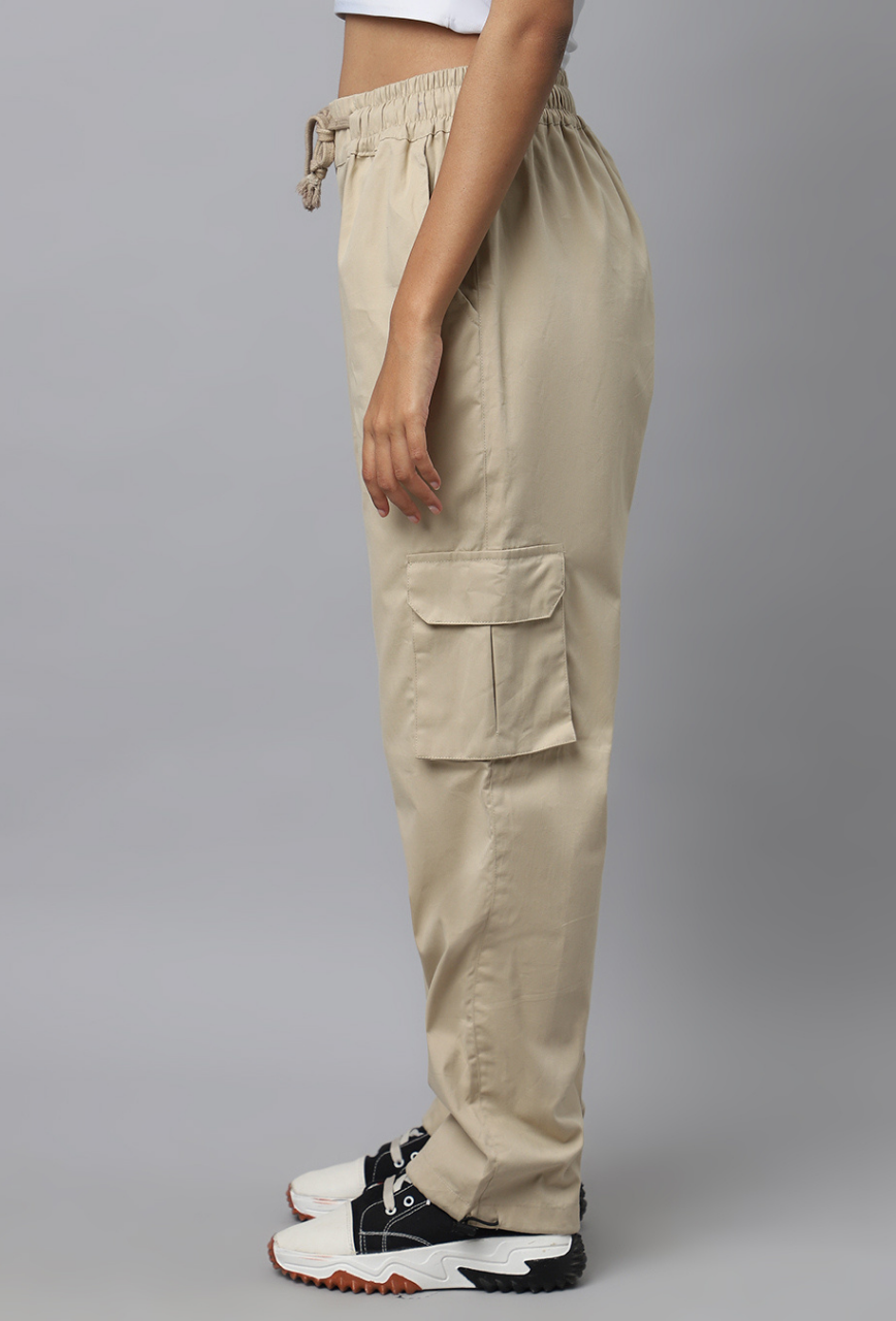 Sand Beige Cargo Parachute Pant