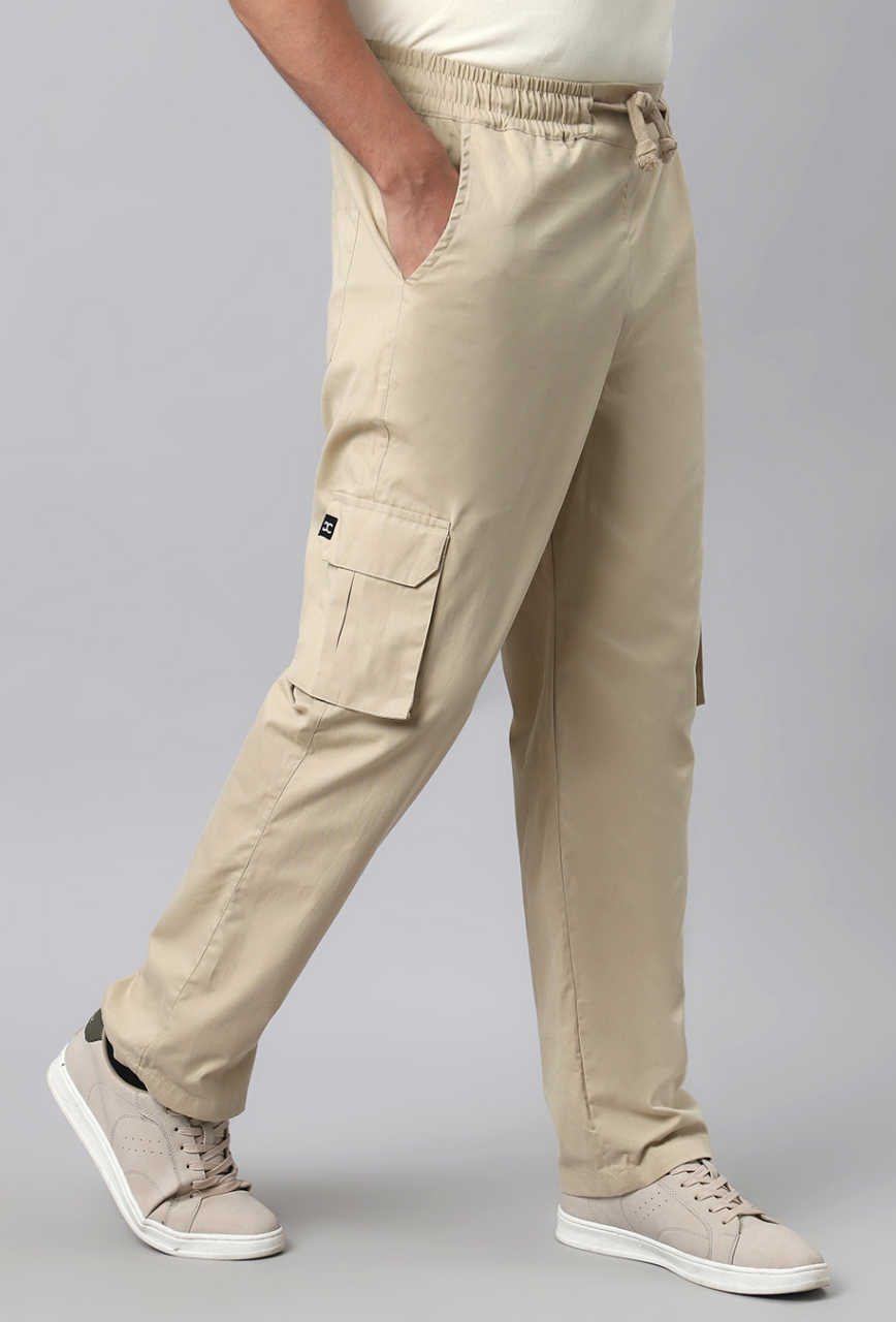 Beige Cargo Baggy Pant
