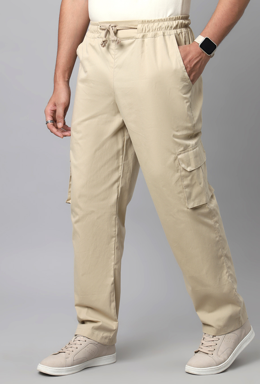 Beige Cargo Baggy Pant