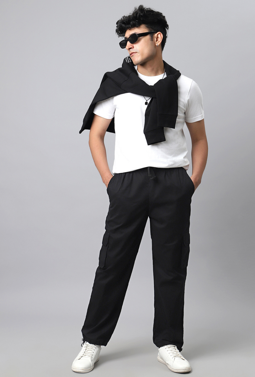 Black Cargo Parachute Pant