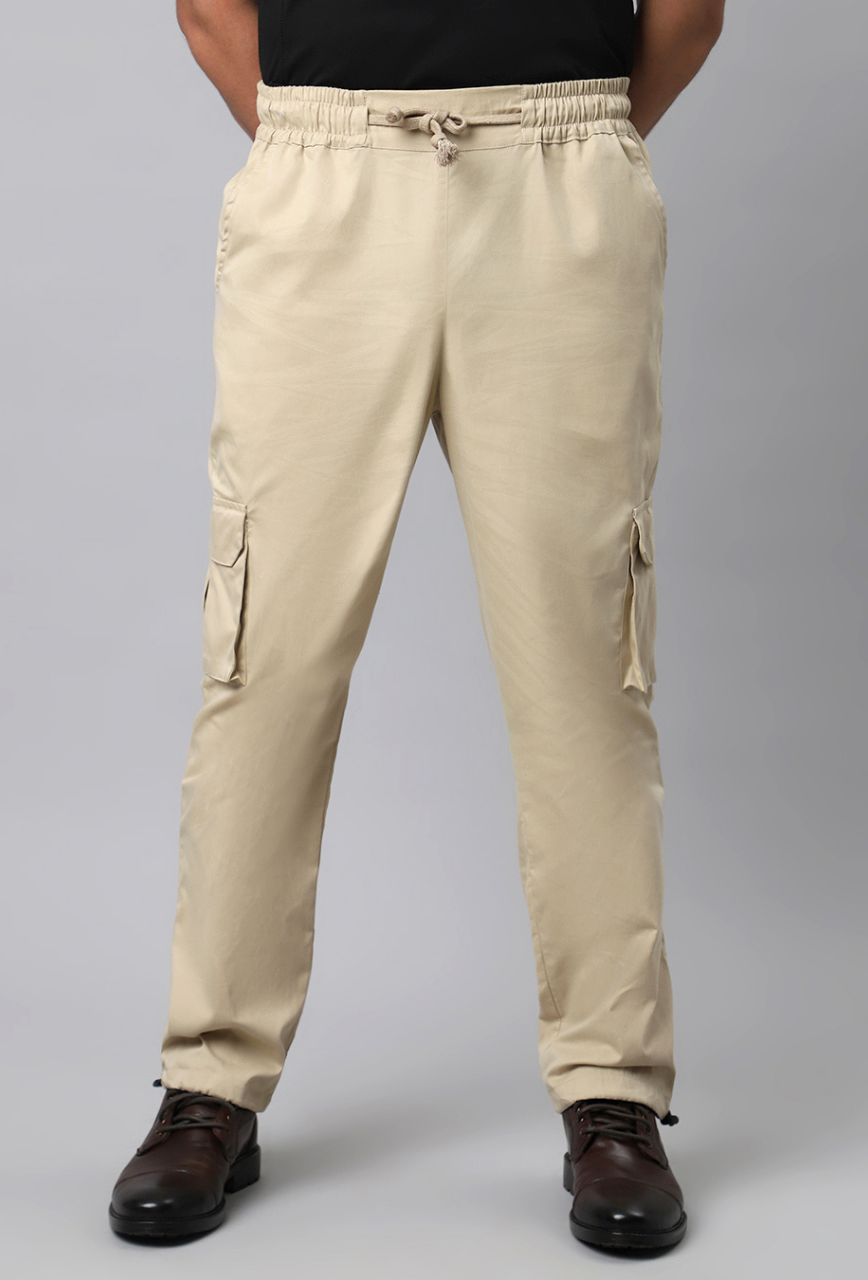 Beige Cargo Parachute Pant