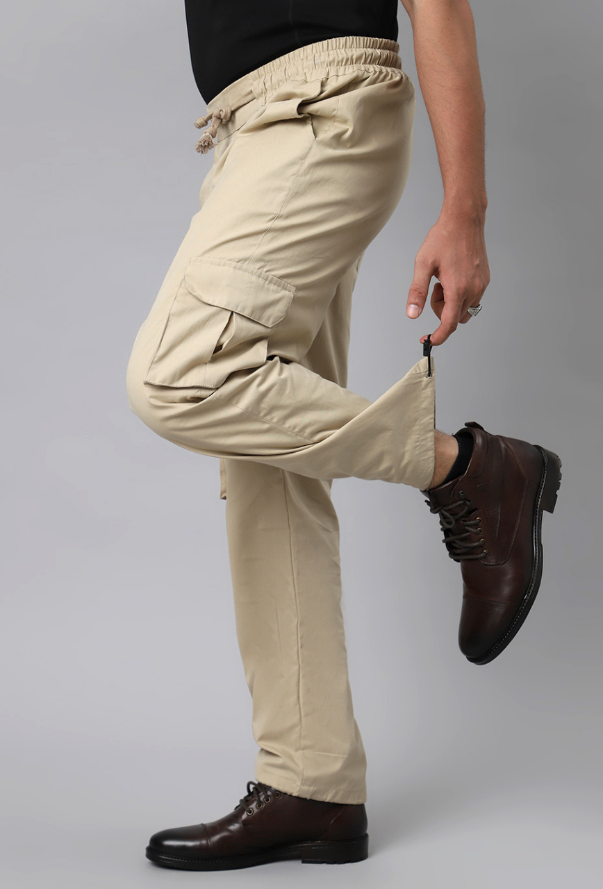 Beige Cargo Parachute Pant