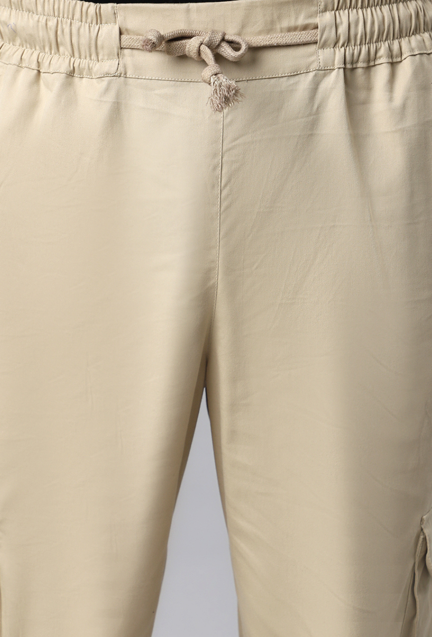 Beige Cargo Parachute Pant