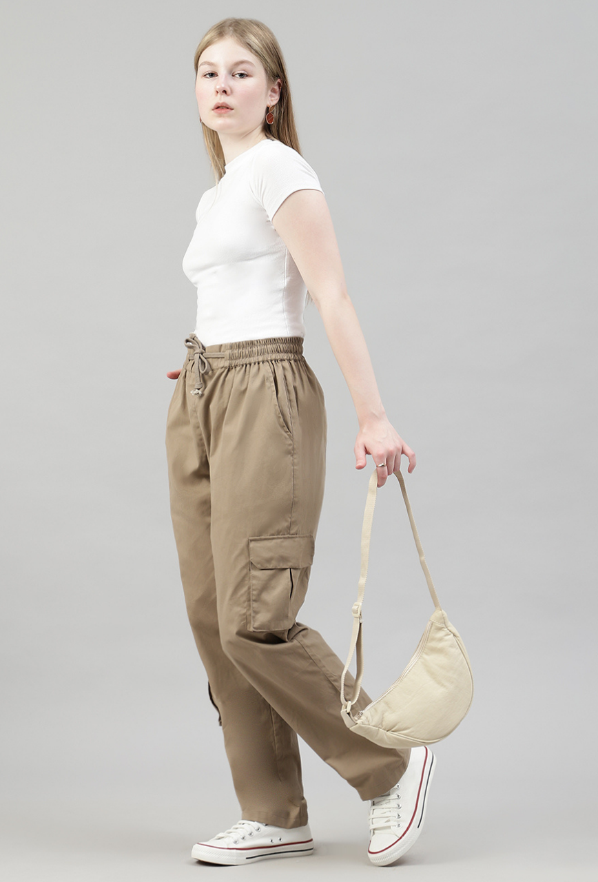 Latte Brown 3 Cargo Pocket Baggy Pant