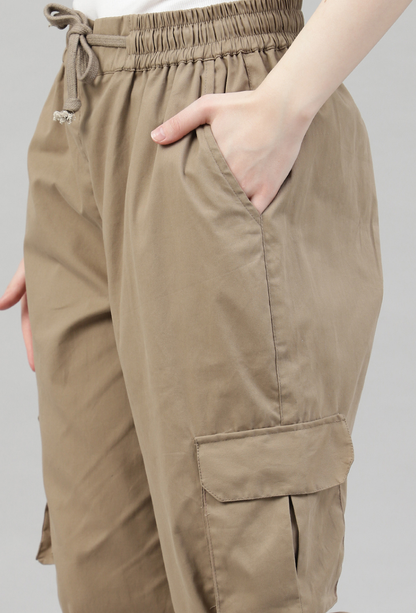 Latte Brown 3 Cargo Pocket Baggy Pant