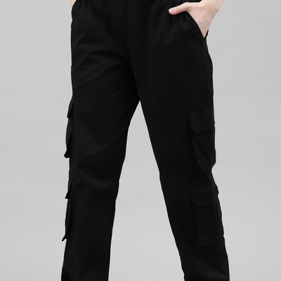 Black 4 Cargo Pocket Baggy Pant