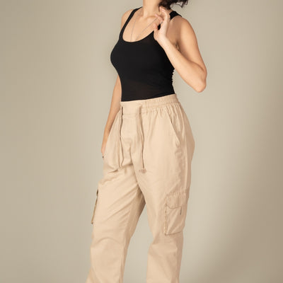 Beige Cargo Parachute Pant - Unisex Comfy Pant