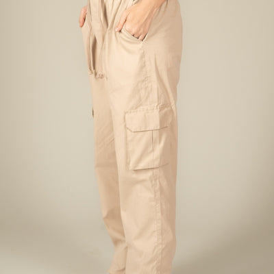 Beige Cargo Parachute Pant - Unisex Comfy Pant