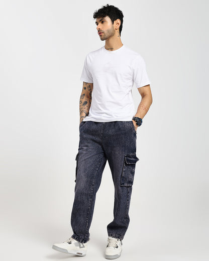 Stone Wash Charcoal  Denim Cargos