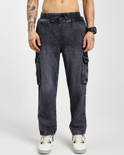 Stone Wash Charcoal  Denim Cargos