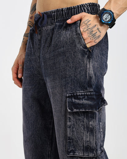 Stone Wash Charcoal  Denim Cargos