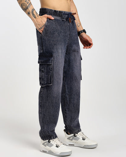 Stone Wash Charcoal  Denim Cargos