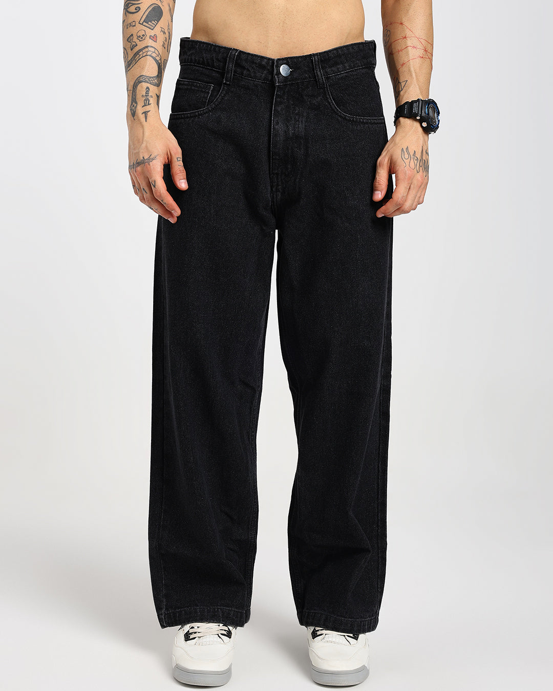 Straight Black Denim Pants
