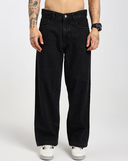 Straight Black Denim Pants