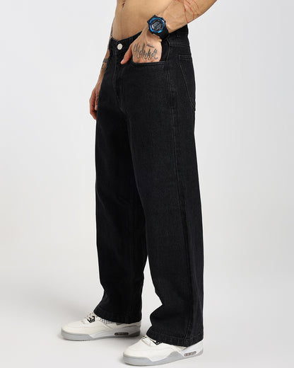 Straight Black Denim Pants