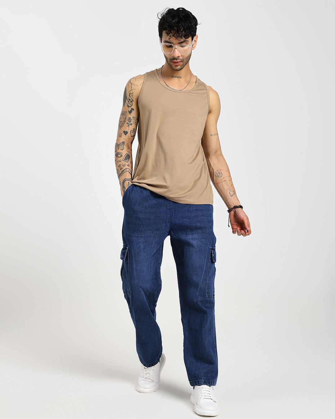 Acid Wash Straight Fit Blue Denims