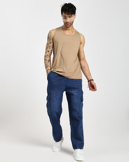 Acid Wash Straight Fit Blue Denims