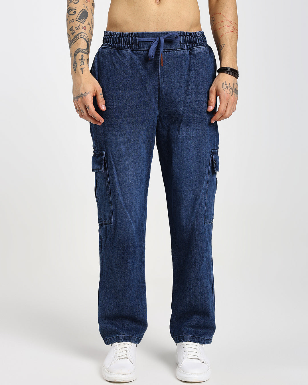 Acid Wash Straight Fit Blue Denims