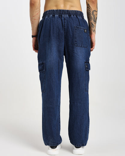 Acid Wash Straight Fit Blue Denims