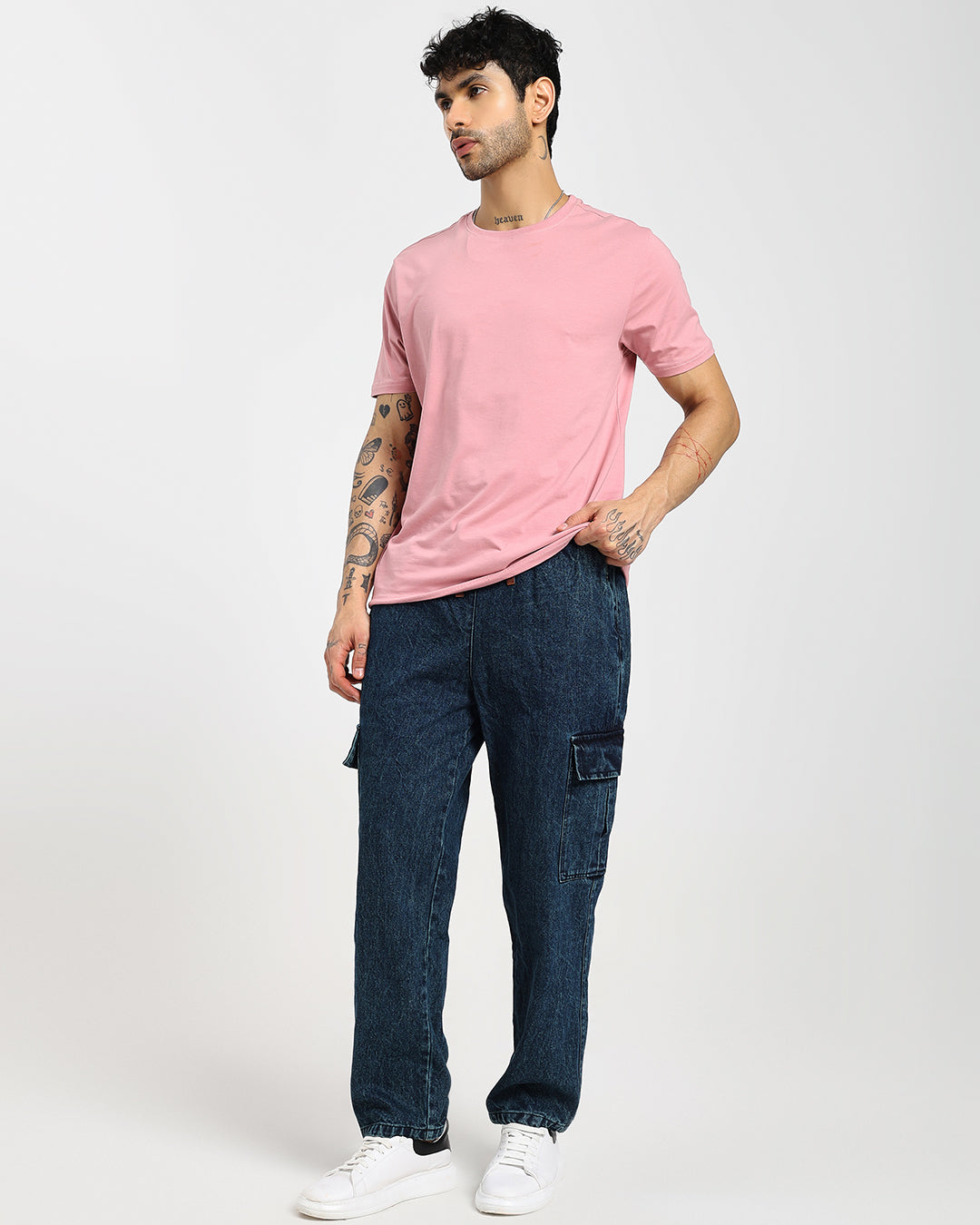 Acid Wash Straight Fit Dark Blue Denims