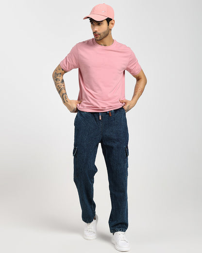 Acid Wash Straight Fit Dark Blue Denims