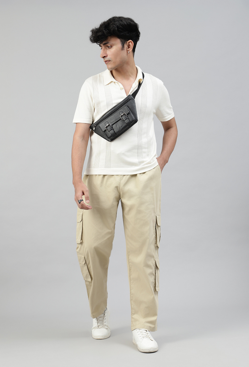 Sand Beige 4 Cargo Pocket Baggy Pant