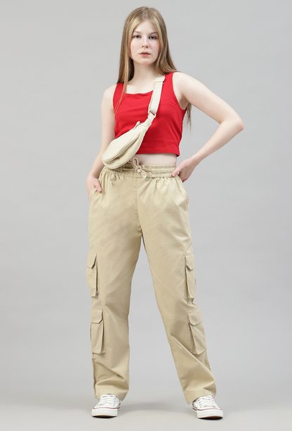 Sand Beige 4 Cargo Pocket Baggy Pant