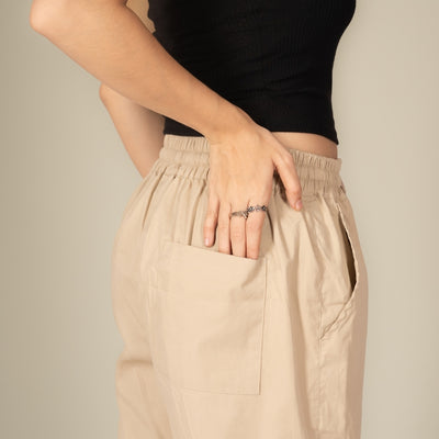 Beige Cargo Parachute Pant - Unisex Comfy Pant