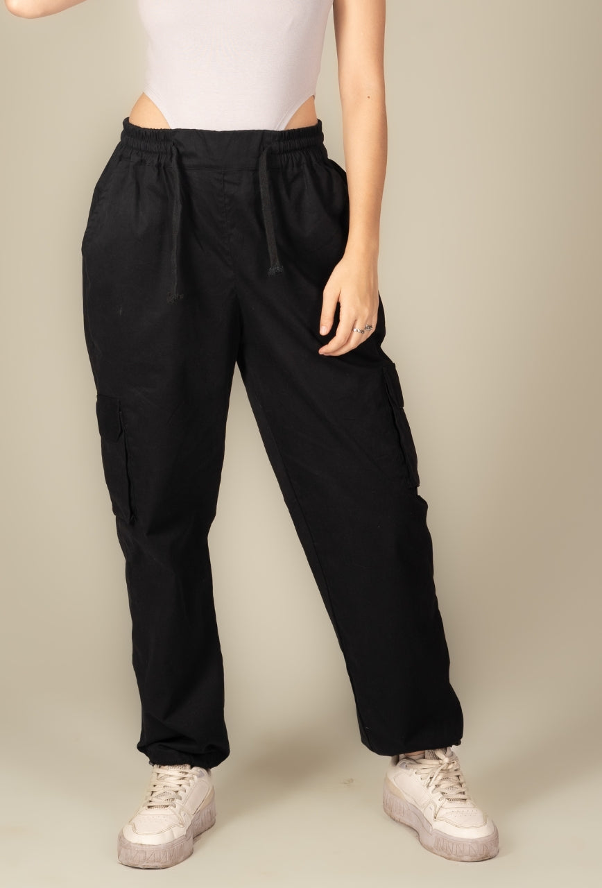 Black Cargo Parachute Pant - Unisex Comfy Pant