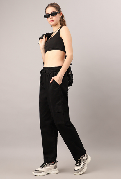 Black Cargo Parachute Pant