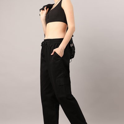 Black Cargo Parachute Pant - Unisex Comfy Pant