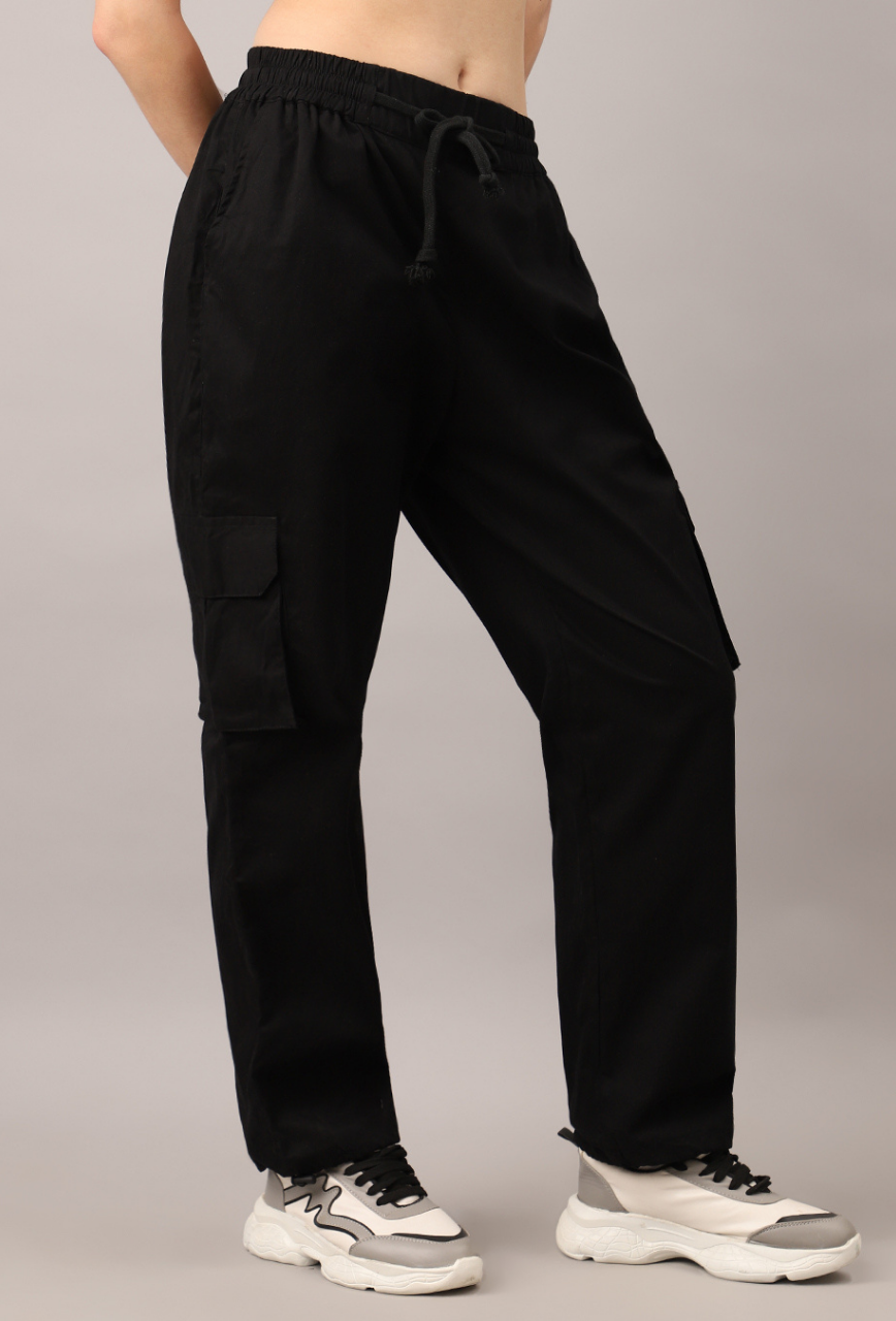 Black Cargo Parachute Pant