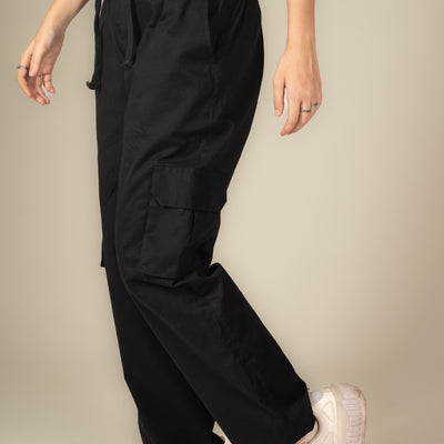 Black Cargo Parachute Pant - Unisex Comfy Pant