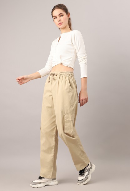 Sand Beige Cargo Baggy Pant