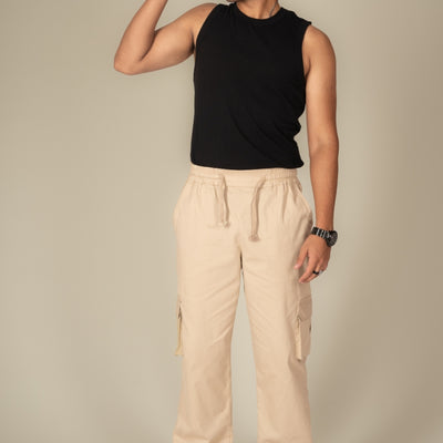 Beige Cargo Parachute Pant - Unisex Comfy Pant