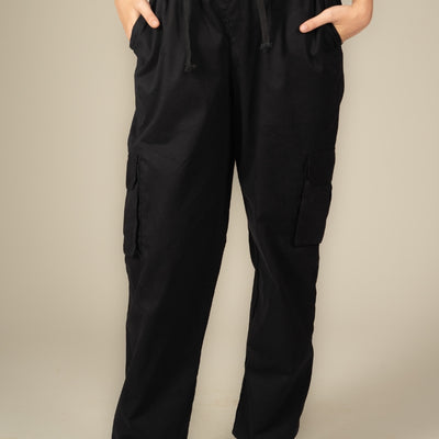 Black Cargo Parachute Pant - Unisex Comfy Pant