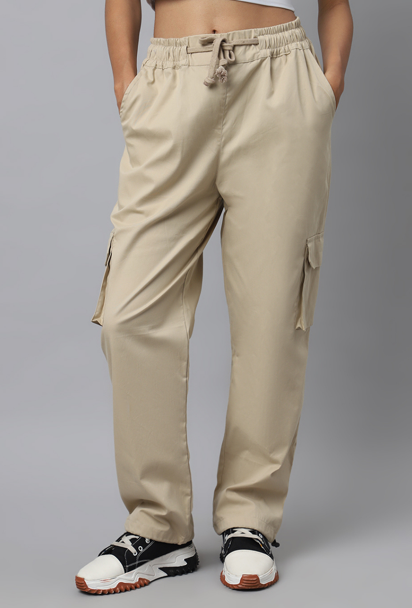 Sand Beige Cargo Parachute Pant - Unisex Comfy Pant