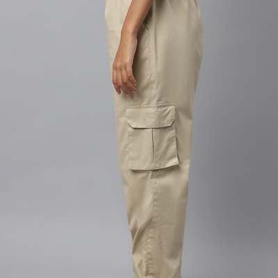 Sand Beige Cargo Parachute Pant - Unisex Comfy Pant